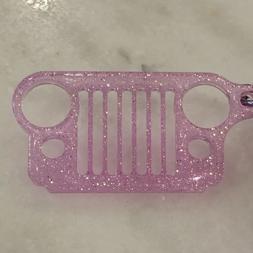 Lavender Glitter Jeep Grill Keychain Phone Accessory